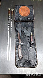 Набор шампуров в кожаном чехле «Герб»